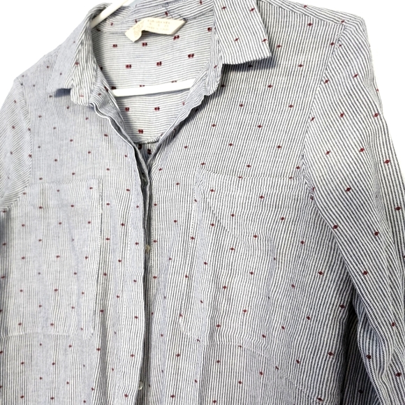 Zara Size 6 embroidered grey Burgundy shirt long sleeves casual - Picture 3 of 5
